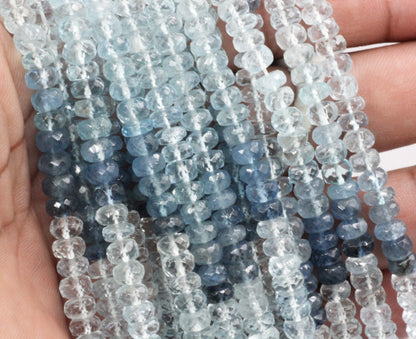 Aquamarine, Moss Aquamarine faceted Bead, Size 6 to 7 mm
