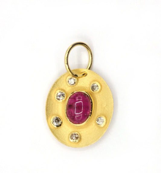Oval 14k Solid Gold Diamond Pendants.