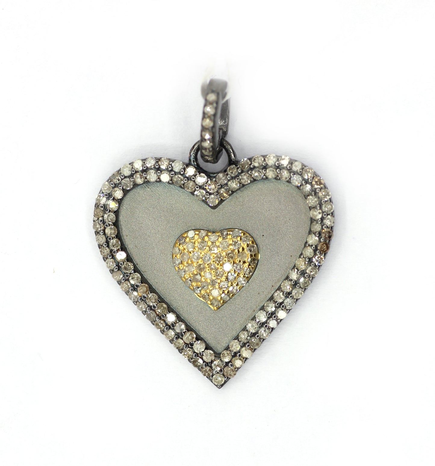Heart Silver Pave Diamond Pendant