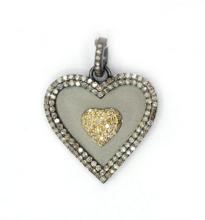 Heart Silver Pave Diamond Pendant