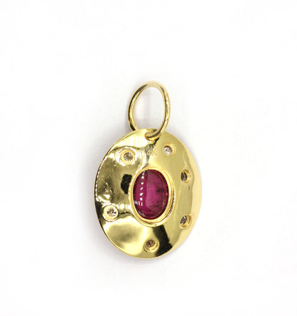 Oval 14k Solid Gold Diamond Pendants.