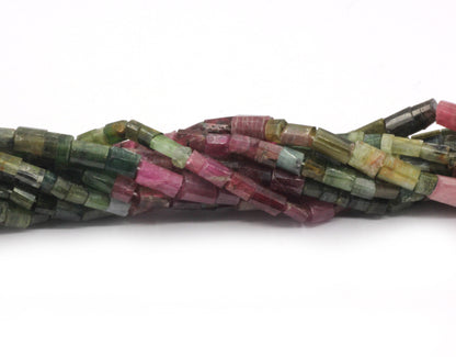 Multi Color Tourmaline Beads Faceted Tube