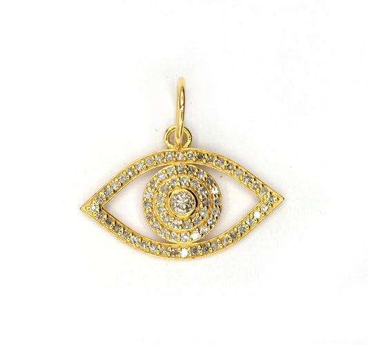 Evil Eye 14k Solid Gold Diamond Pendants.