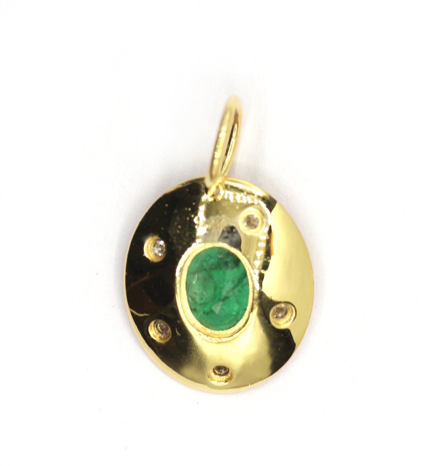 Oval 14k Solid Gold Diamond Pendants.