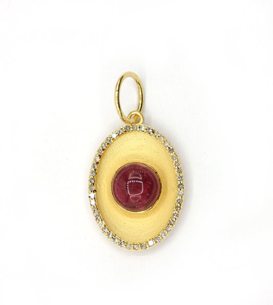 Oval 14k Solid Gold Diamond Pendants.