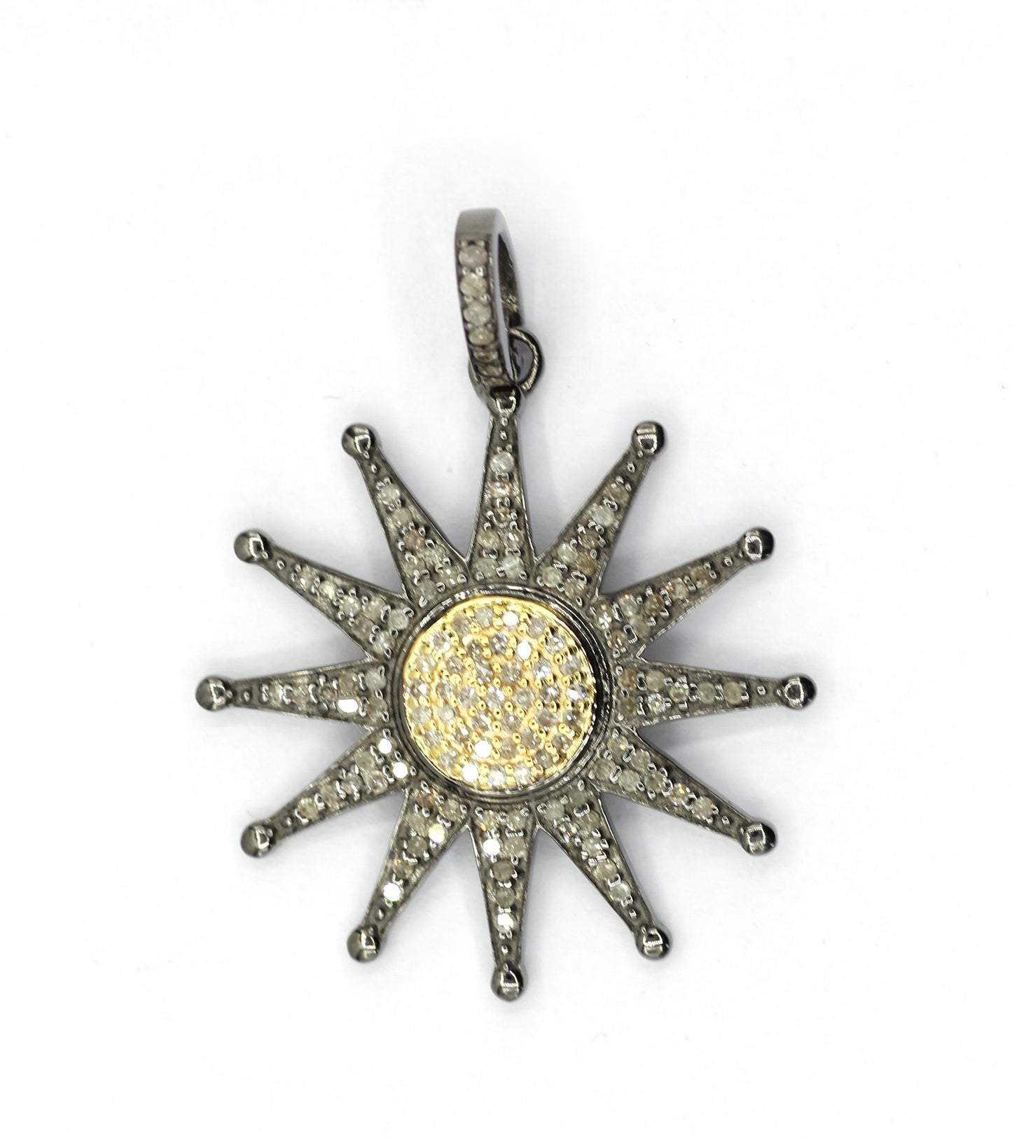 Sun Star Pave Diamond Pendant