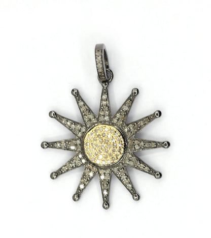 Sun Star Pave Diamond Pendant