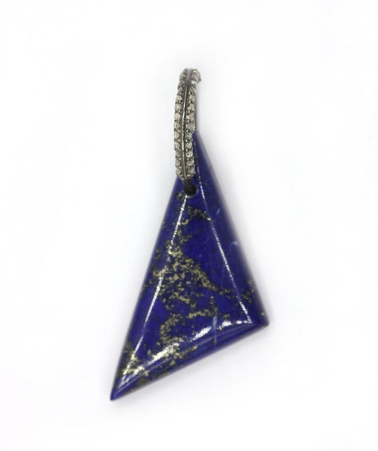 Lapis lazuli Silver Pave Diamond Pendant