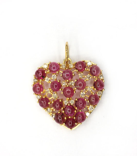 Heart 14k Solid Gold Diamond Pendants.