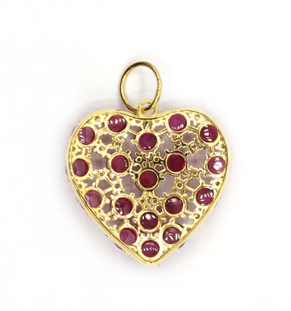 Heart 14k Solid Gold Diamond Pendants.