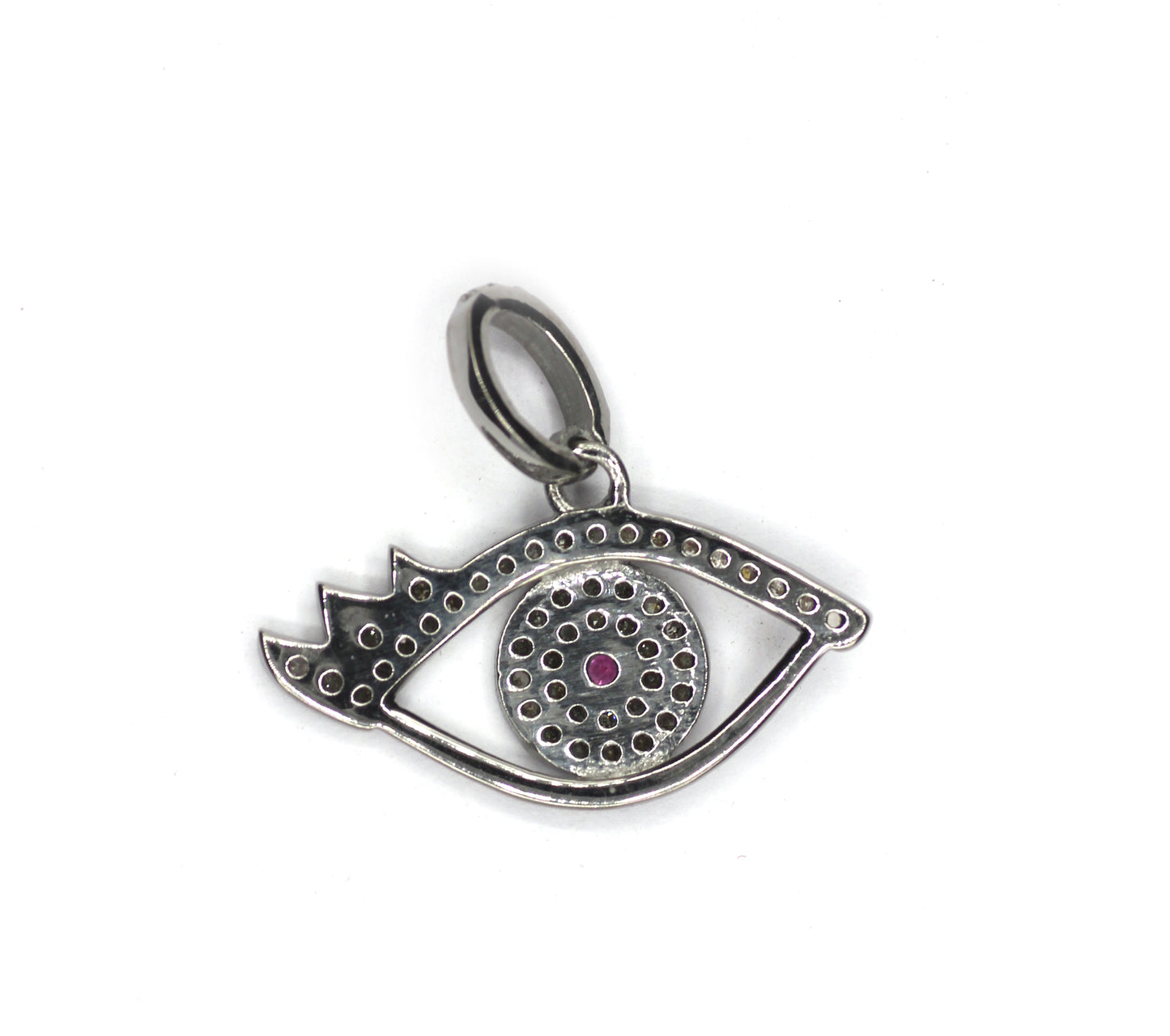 Evil Eye Silver Pave Diamond Pendant