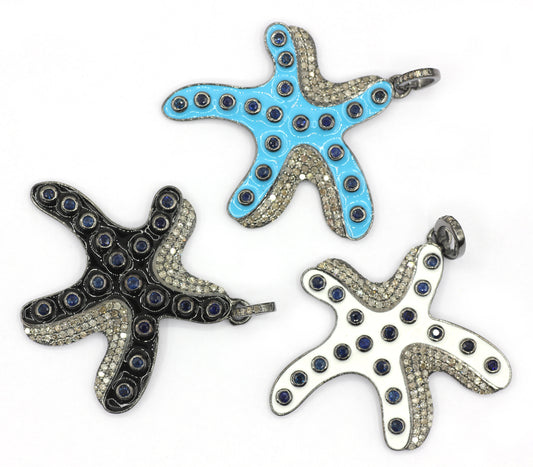 Octopus Enamel Pave Diamond Pendant