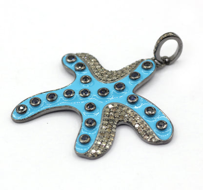 Octopus Enamel Pave Diamond Pendant
