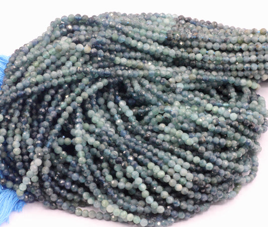 Blue Tourmaline Beads Round Faceted, Laser Diamond Cut Faceted Round