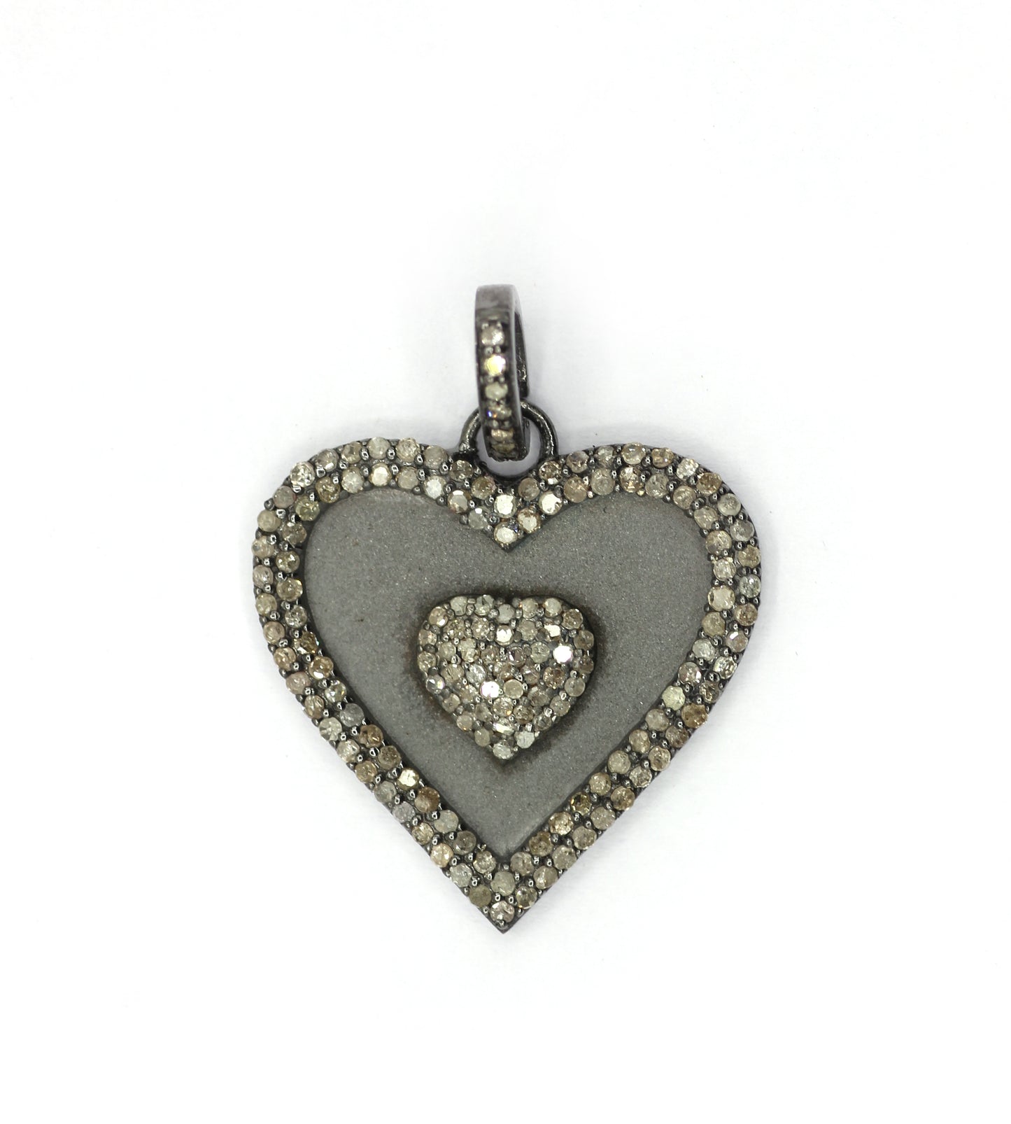 Heart Silver Pave Diamond Pendant