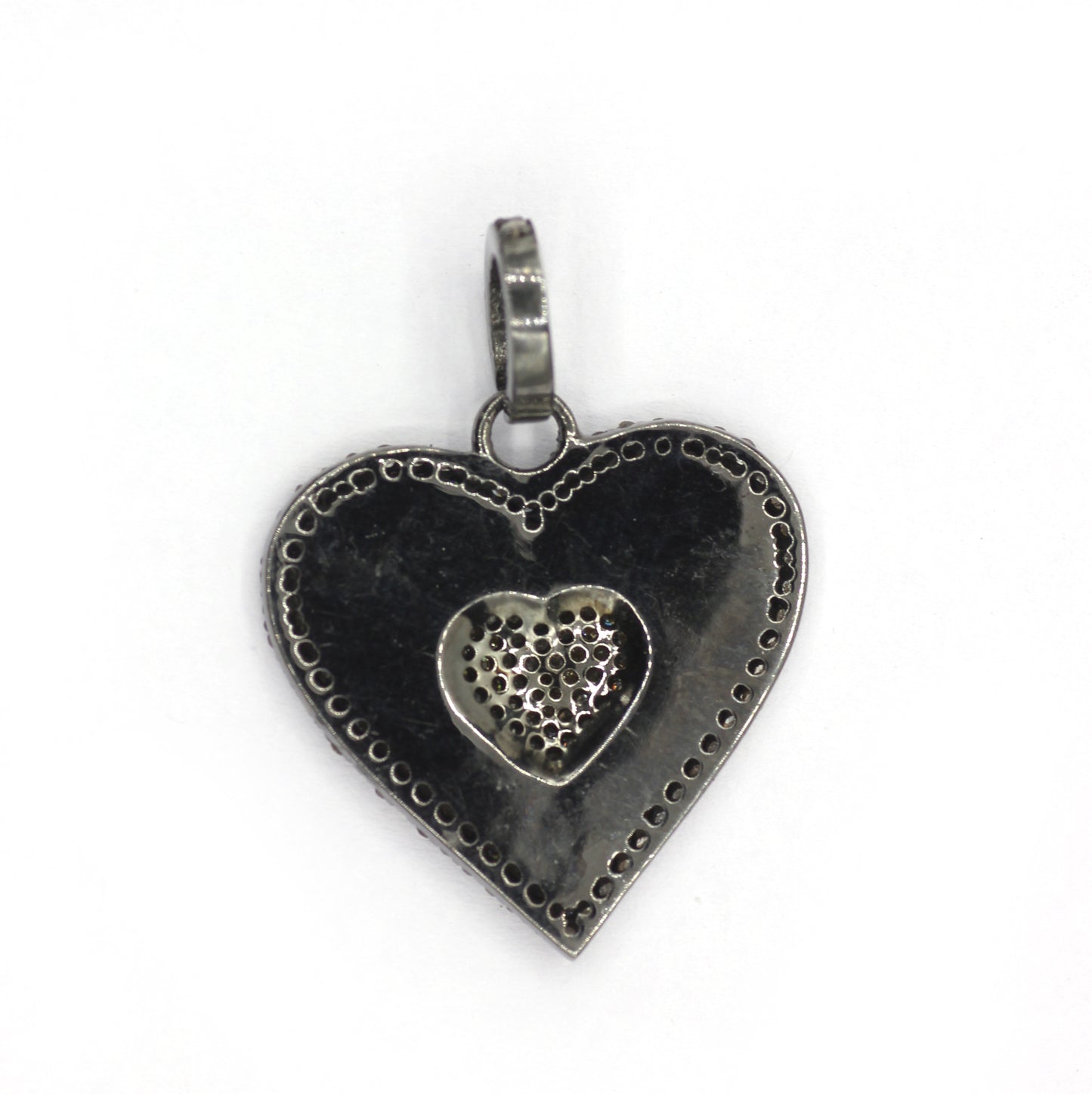 Heart Silver Pave Diamond Pendant