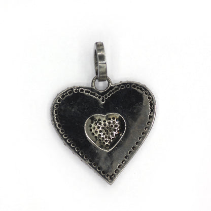 Heart Silver Pave Diamond Pendant