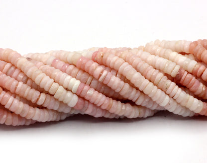 Pink Opal Faceted Heshi, Faceted Donut, Faceted Tyre