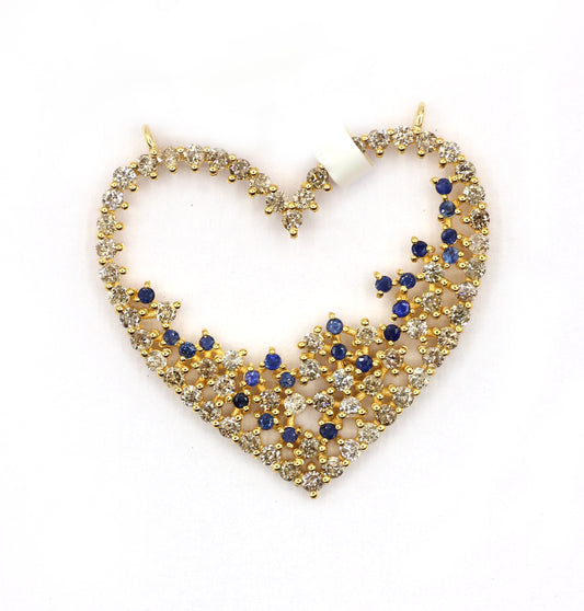 Heart 14k Solid Gold Diamond Pendants.