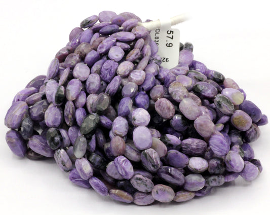 Charoite faceted Oval Bead,Size 12x6 mm