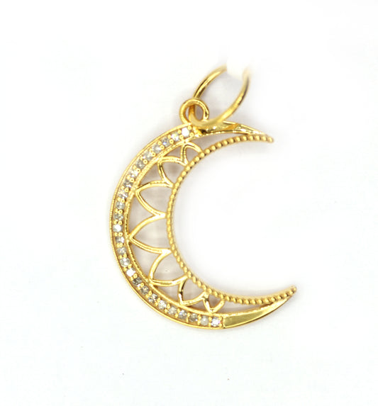 Moon 14k Solid Gold Diamond Pendants.