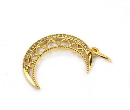 Moon 14k Solid Gold Diamond Pendants.