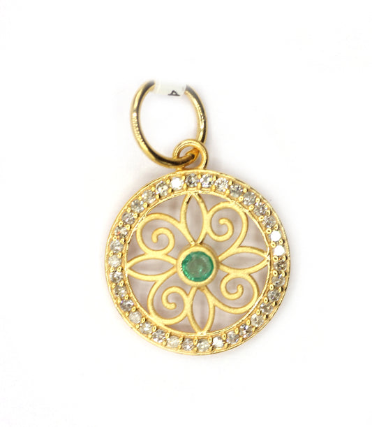 Round 14k Solid Gold Diamond Pendants.