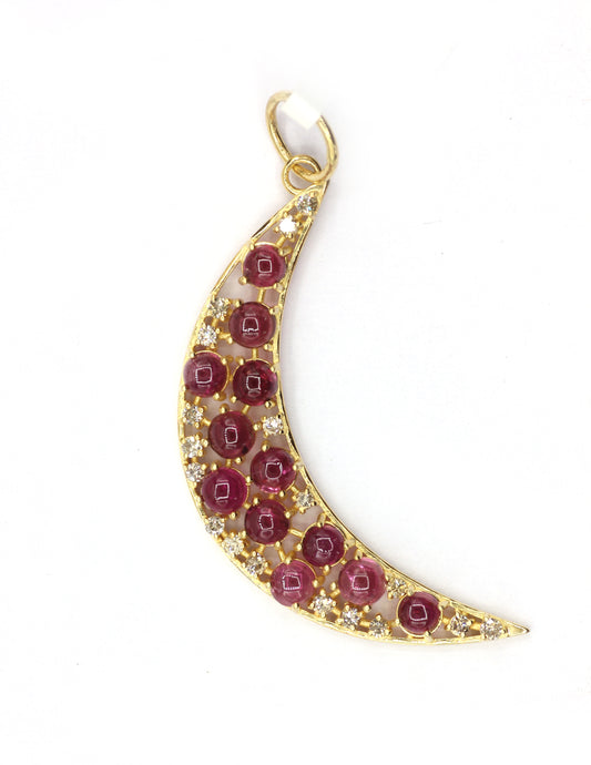 Moon 14k Solid Gold Diamond Pendants.