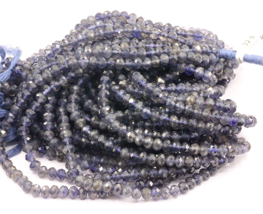 Blue Iolite Beads Faceted 5mm to 6mm Rondelle