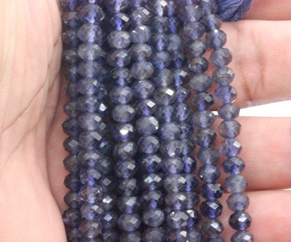 Blue Iolite Beads Faceted 5mm to 6mm Rondelle