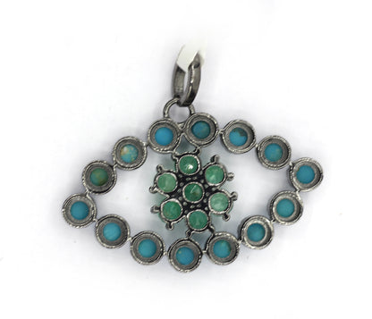 Evil Eye Emerald and Turquoise Stone Pendant