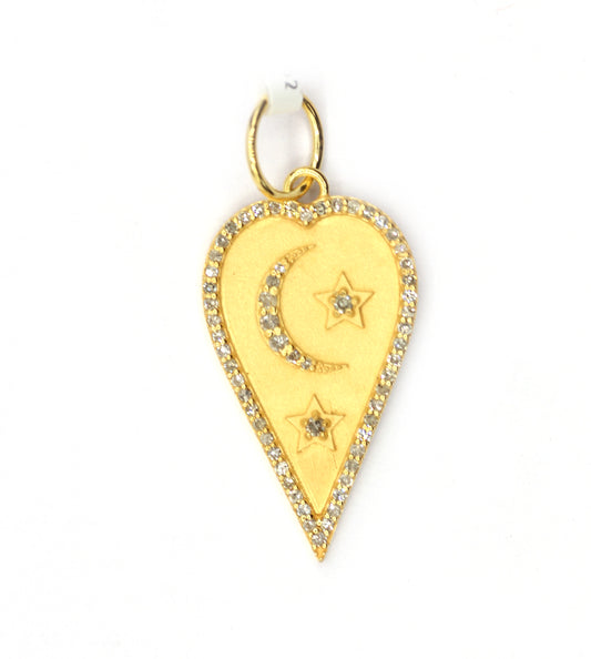 Heart 14k Solid Gold Diamond Pendants.