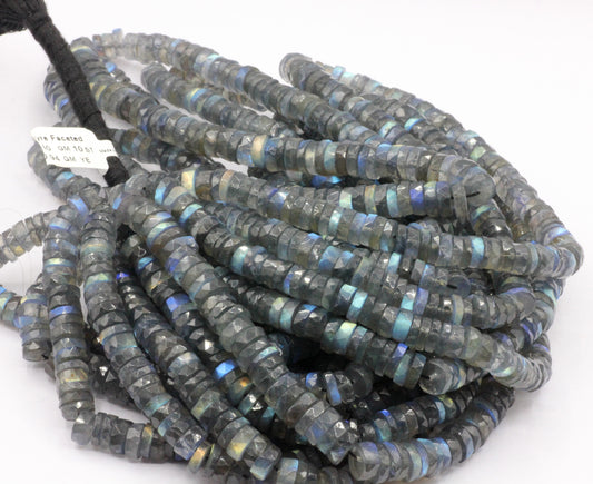 Labradorite Faceted Heshi, Faceted Donut, Faceted Tyre