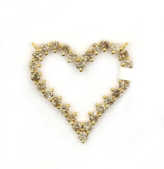 Heart 14k Solid Gold Diamond Pendants.
