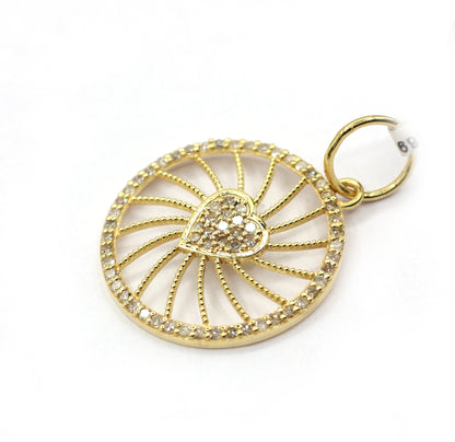 Round Heart 14k Solid Gold Diamond Pendants.