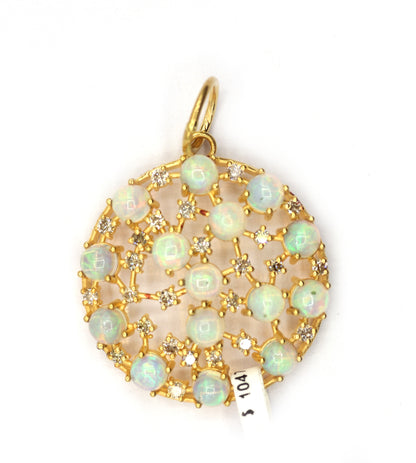 Round 14k Solid Gold Diamond Pendants.