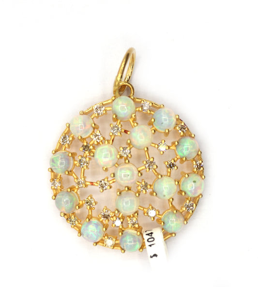 Round 14k Solid Gold Diamond Pendants.
