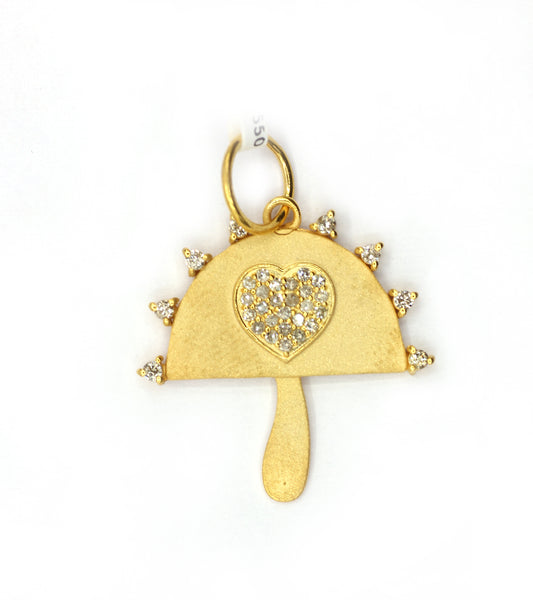 Mushroom 14k Solid Gold Diamond Pendants.