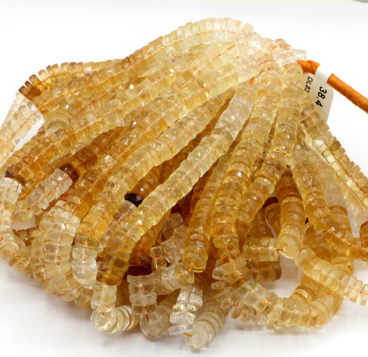Citrine Faceted Heshi, Faceted Donut, Faceted Tyre
