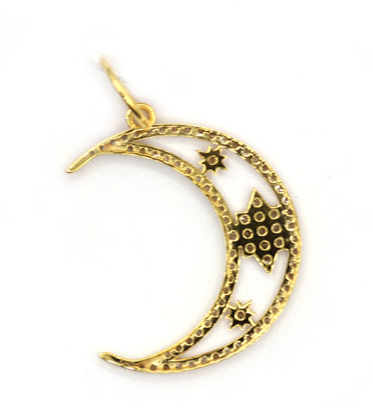 Moon 14k Solid Gold Diamond Pendants.