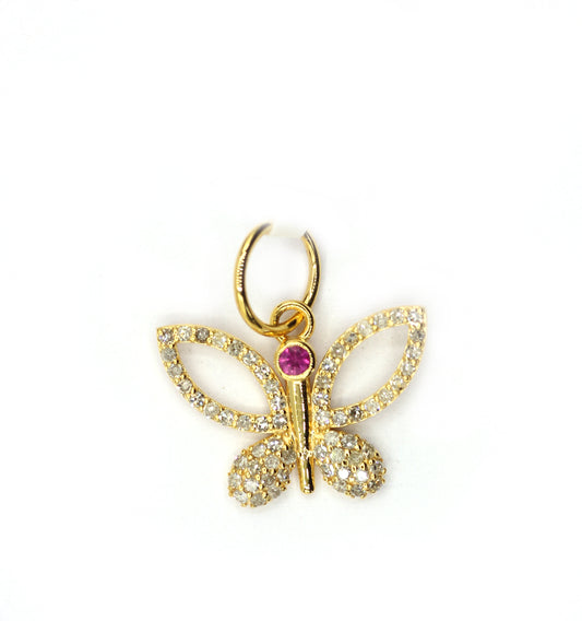 Butterfly 14k Solid Gold Diamond Pendants.