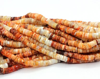 Fire Opal Faceted Heshi, Faceted Donut, Faceted Tyre