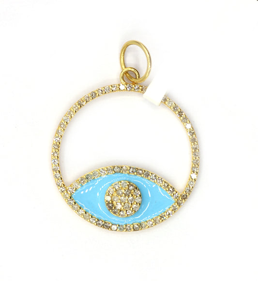 Round 14k Solid Gold Diamond Pendants.