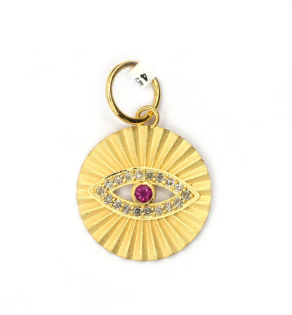 Evil Eye 14k Solid Gold Diamond Pendants.