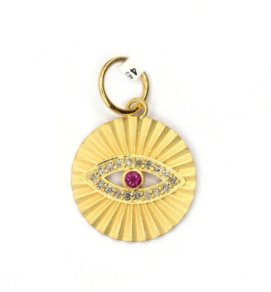 Evil Eye 14k Solid Gold Diamond Pendants.