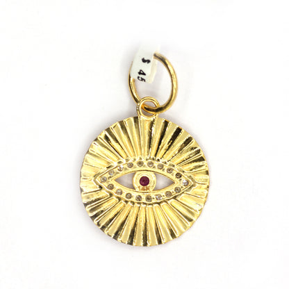 Evil Eye 14k Solid Gold Diamond Pendants.