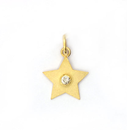 Star 14k Solid Gold Diamond Pendants.