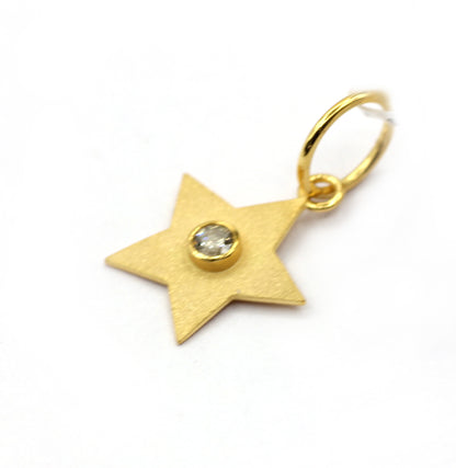 Star 14k Solid Gold Diamond Pendants.