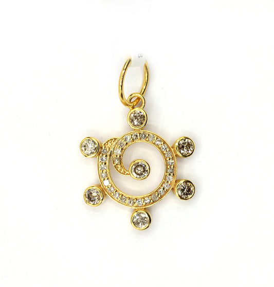 Round 14k Solid Gold Diamond Pendants.
