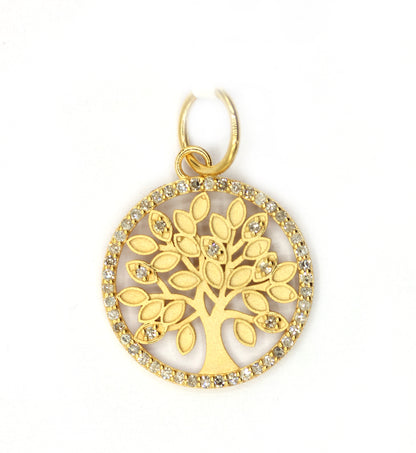 Tree of Life 14k Solid Gold Diamond Pendants.